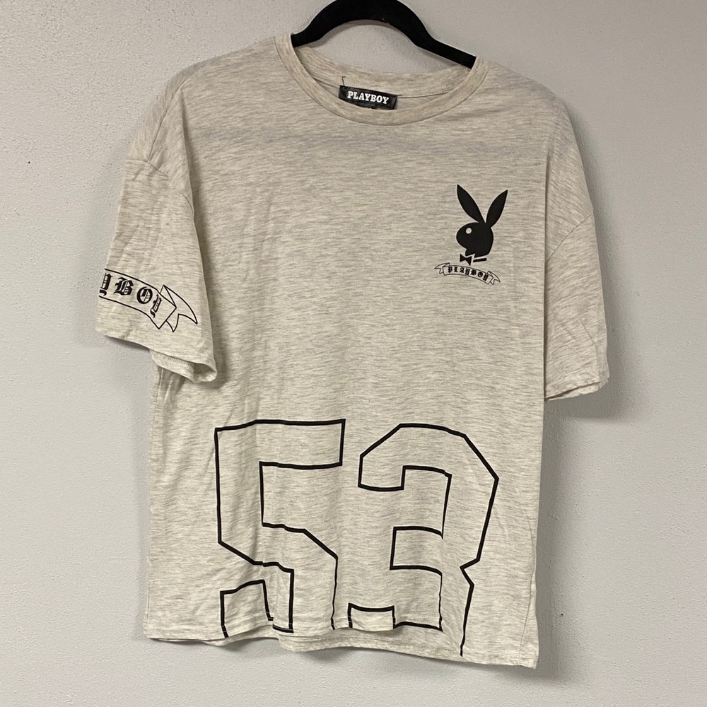 PLAYBOY Light Heather Tee with Black Graphics